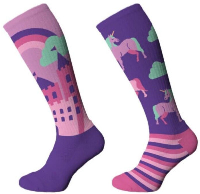 Comodo Erwachsene kniehohe Neuheit Socken (2 Paar) lila Einhorn Designs UK5,5-UK8