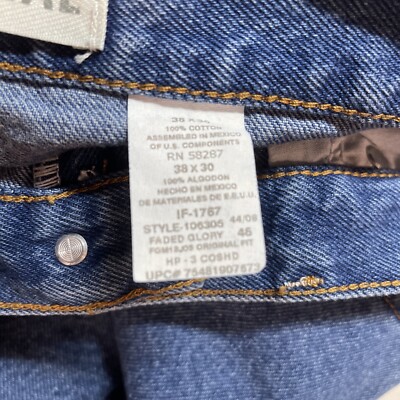 Faded Glory デニム　パンツ　38×30 Faded Glory Jeans Men's 38x30 Blue Boot Cut Denim 5 Pocket