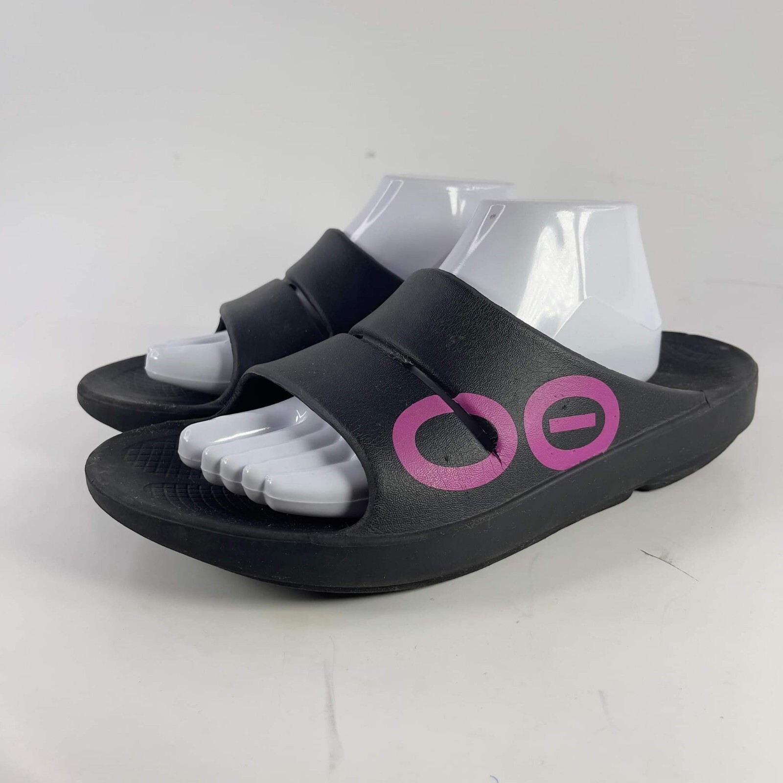 OOFOS OOahh Men's Sport Flex Sandals US 10 Black recovery Pink logo comfort  shoe | eBay