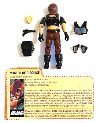 VINTAGE 1980'S G.I. JOE ZARTAN 100% COMPLETE ORIG FILE CARD