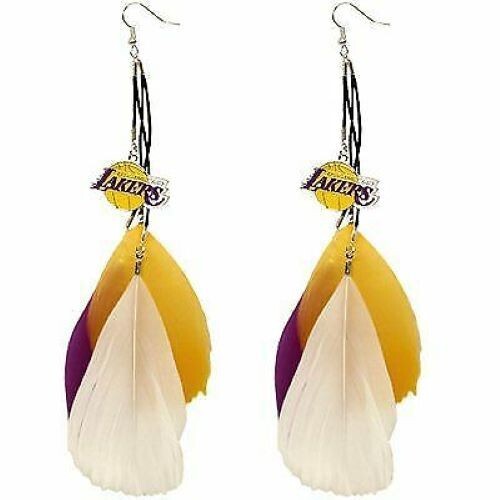 Los Angeles Lakers Feather Earrings: Purple, Gold & White - Picture 1 of 1
