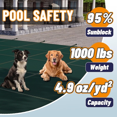ColourTree Inground Pool Safety Cover - Triple Stitched & Rain Permeability - Picture 22 of 28
