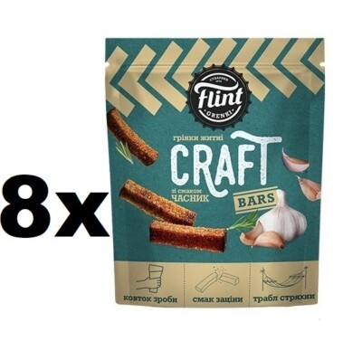 8 pcs Rye-wheat toasts 100 g Flint Craft Grenki with garlic flavor