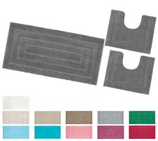 Tappeto bagno 100% cotone parure set 3 pezzi morbido soffice antiscivolo assorbe