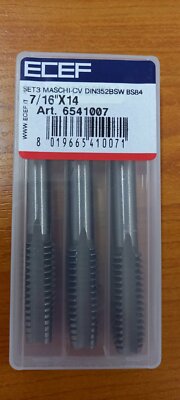 New hand tap set of 3 pcs. BSW 7/16-14; carbon steel; DIN 352; brand ECEF-Italy