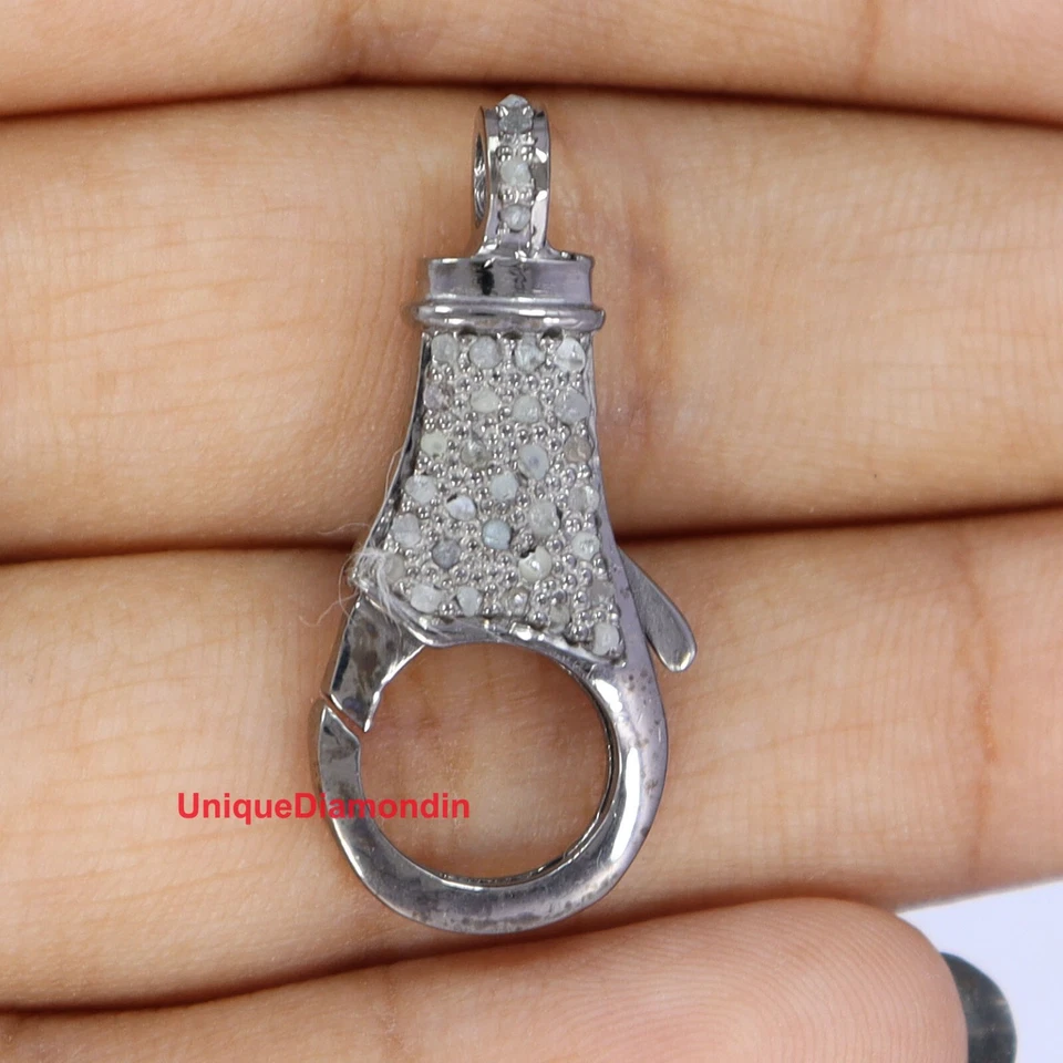 29 x 12 mm pavé broche de diamante plata de ley 925 hecho a mano cerradura encontrar langosta Foto 3 de 4