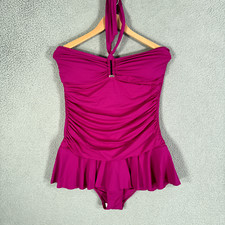 Chaps swimsuit Womens 18 Pink Swim Dress one piece Wireless 1Pc Bathing suit