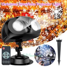 LED Snowflake Christmas Projector Light Laser Moving Landscape Xmas Decor Lamp