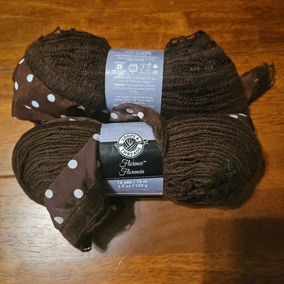 Loops & Threads Florence Lot Of 2 Skeins 16y Yards Brown Ribbon Yarn Pokadot