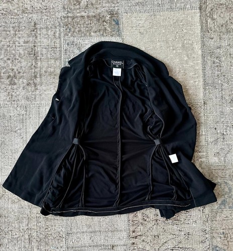 Chanel FR40 D38 Jacke Cruise Blazer Kurzmantel Jersey drapiert Vintage CC Knöpfe - Bild 5 von 6