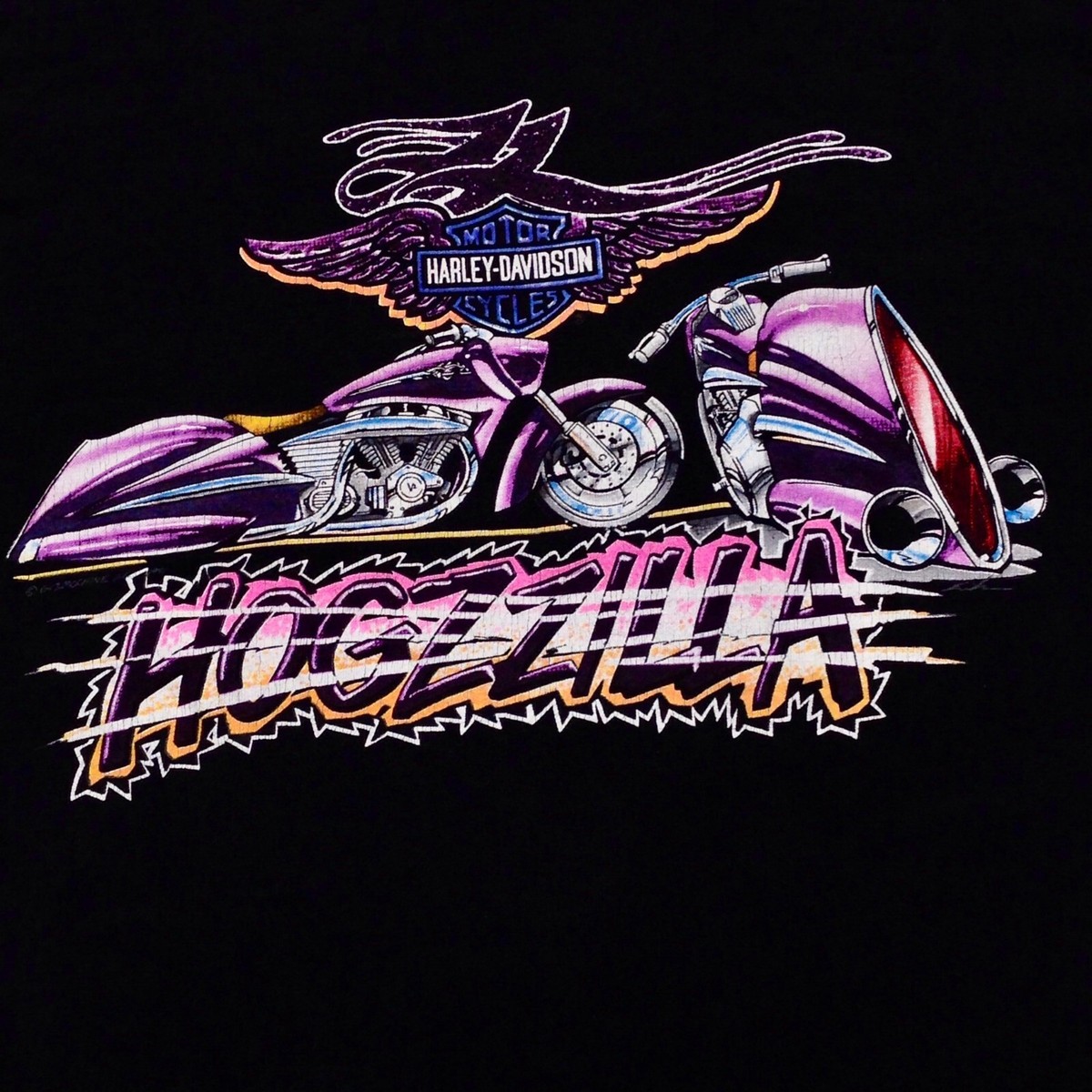 vintage 90s HARLEY DAVIDSON HOGZZILLA T-Shirt LARGE biker