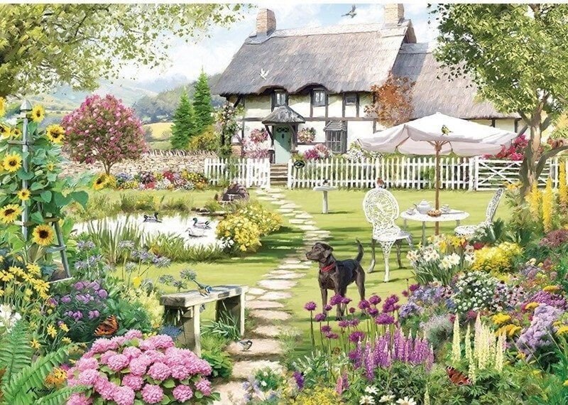 Otter House The Thatched Cottage by Richard Macneil 1000 piece jigsaw puzzle