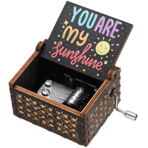 You are My Sunshine Music Box Black Engraved Musical Boxes Hand-Cranked - Picture 13 of 17