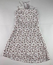 Kendall & Kylie Womens Dress Small White  Brown Floral Backless Lightweight Mini