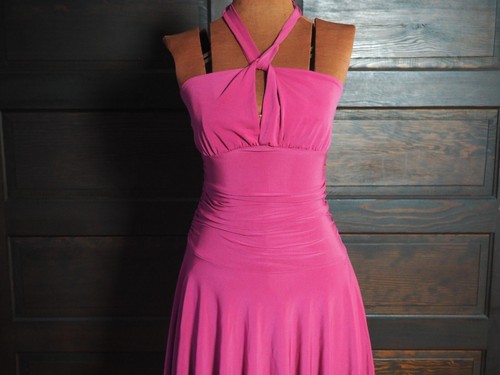 VTG 90s Y2K Ecco Mi Pink Fairycore Grunge Asymmetrical Pixie Halter Dress Sz S - Picture 6 of 9
