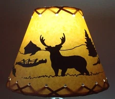 Deer LAMP SHADE w/ Clip-On Bulb Attachment Rustic Country Cottage Cabin 9 inch