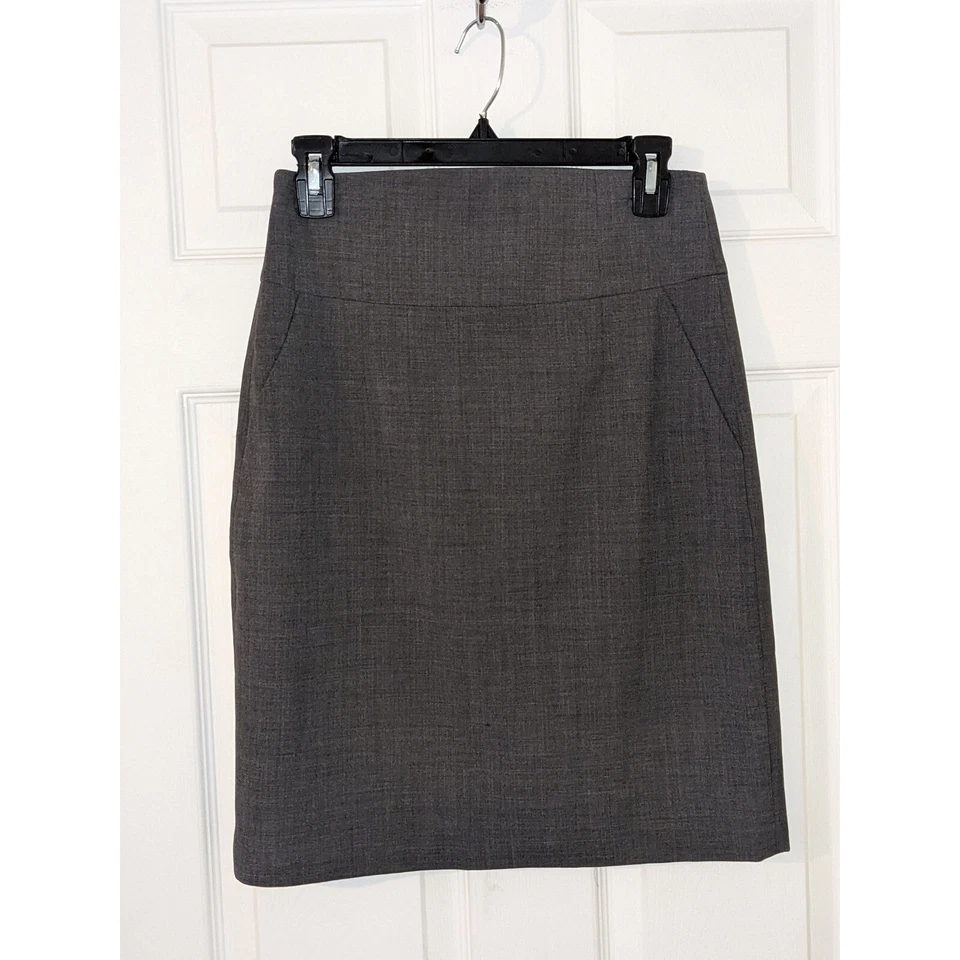 Falda Lápiz Banana Republic Clásica Gris Lana Elástica Carrera Oficina Talla 4