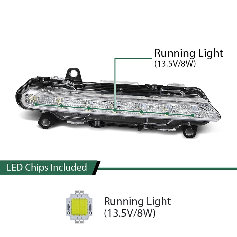 Luz de circulación diurna LED apta para Mercedes Benz C300 S550 GLK350 C250 lado derecho Foto 3 de 4