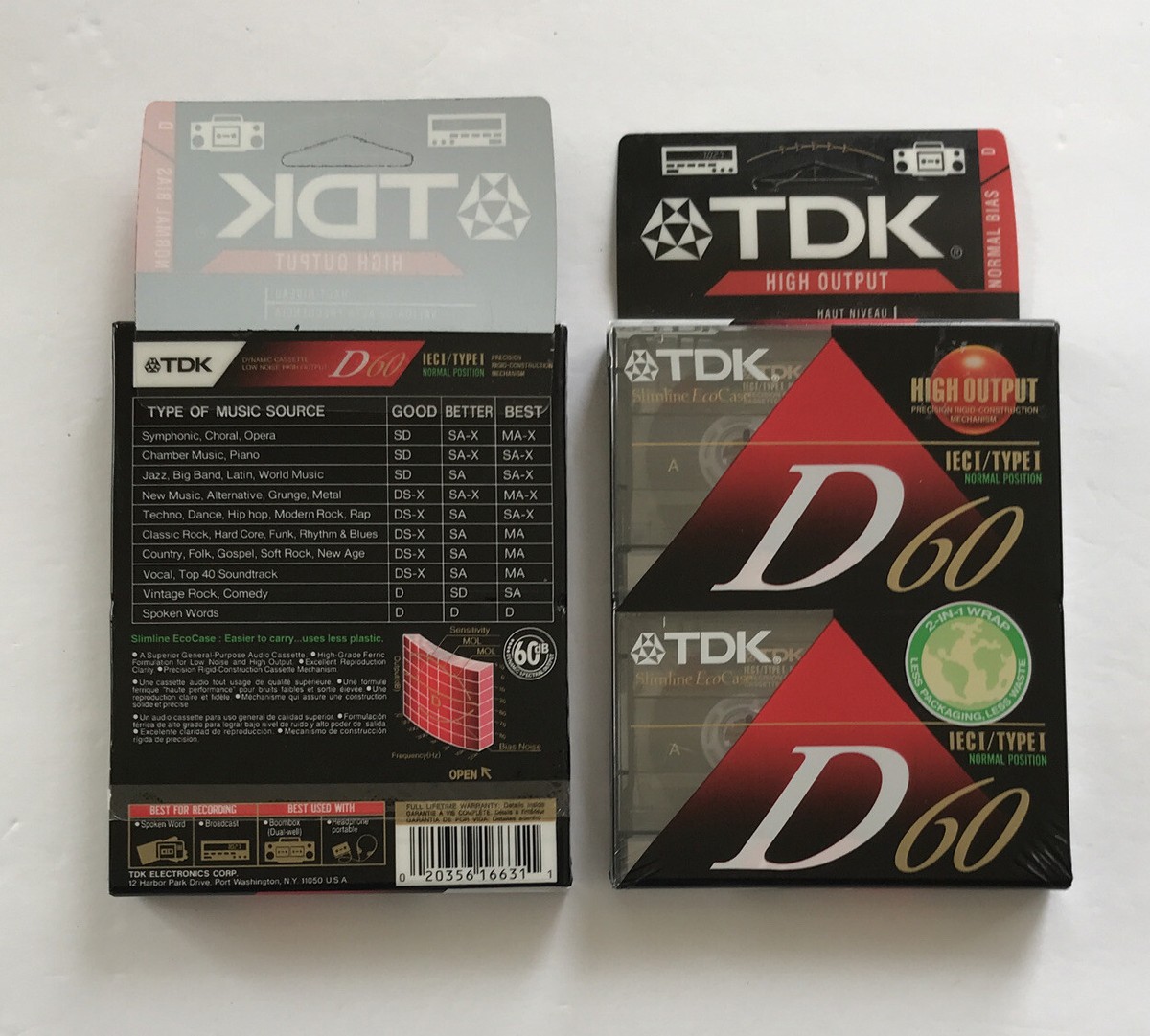 [希少]TDK CASSETTE TAPE Dシリーズ[海外版]4種セット TDK High Output Superior D 60 Compact Cassettes Normal Bias