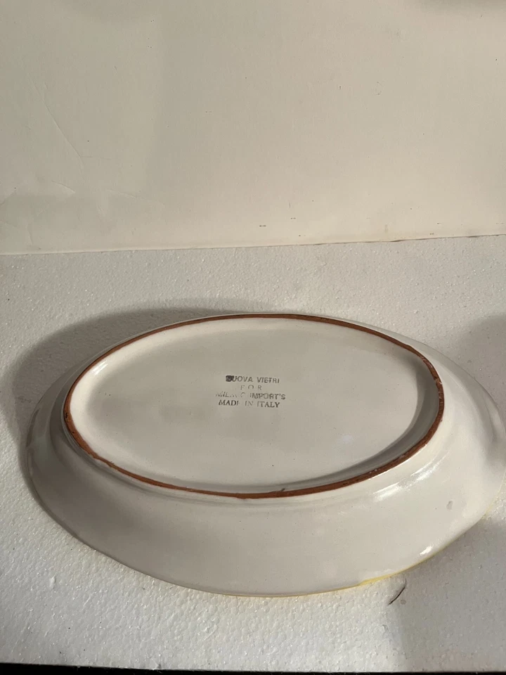 Plato de servir ovalado con patrón de uvas de cerámica Buova Vietri 6 1/2x 10 Foto 3 de 4