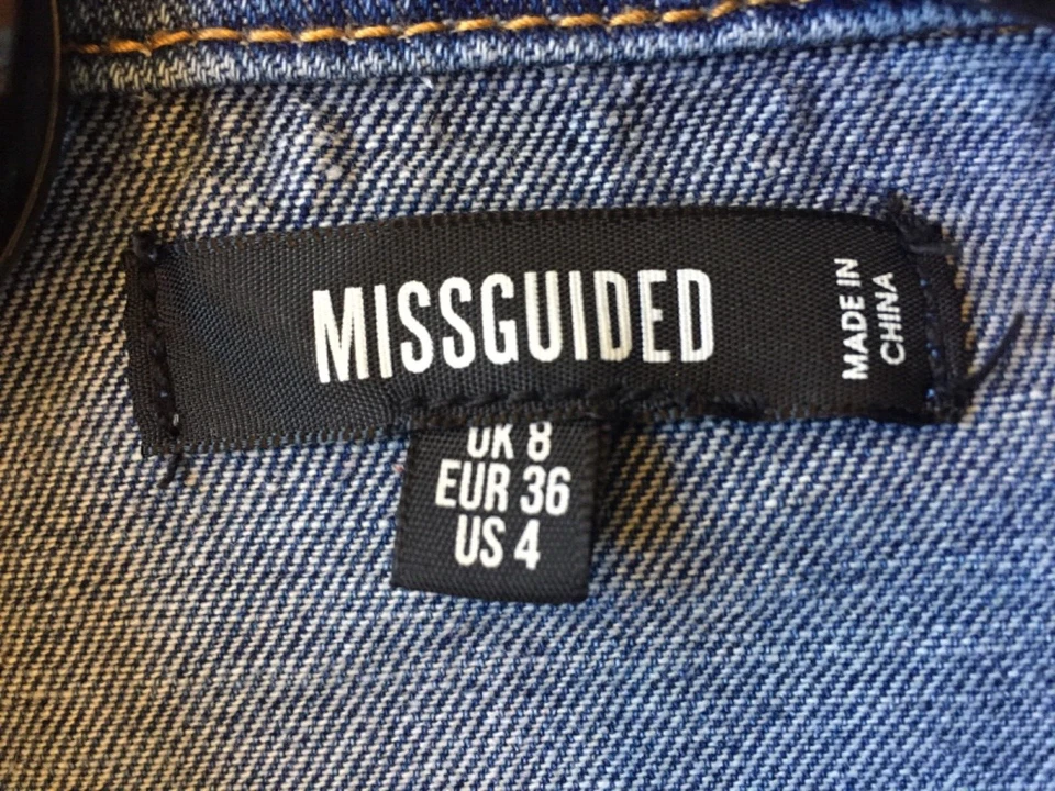 TRAJE VAQUERO MISSGUIDED Talla 4 Mujer Denim Cremallera Mosca Abotonable Cinturón Lazos Foto 3 de 4