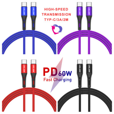 2M / 60W / 3A / PD2.0 / QC3.0 USB Typ C zu Typ C schnell Ladekabel Datenkabel DE