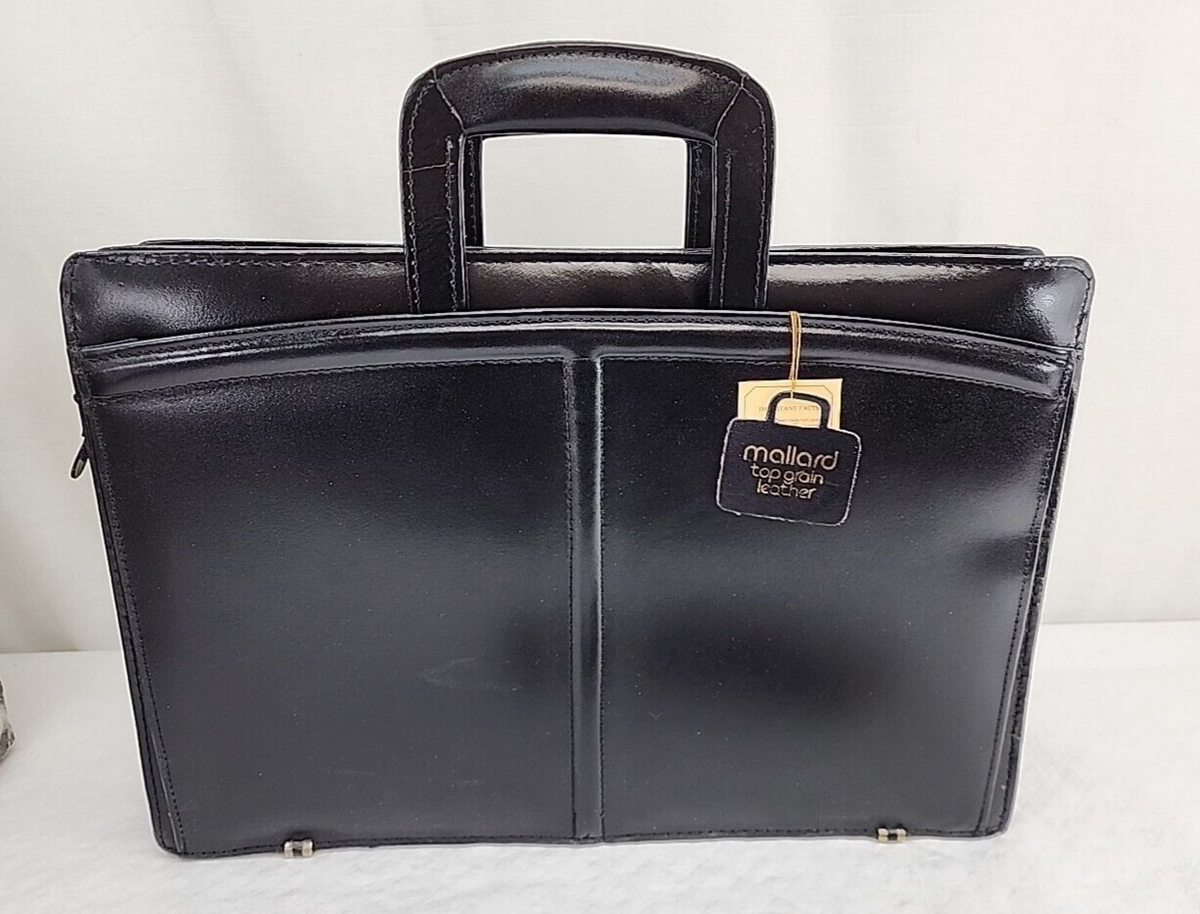 NEW Mallard Newport BLACK LEATHER PORTFOLIO Business Case 