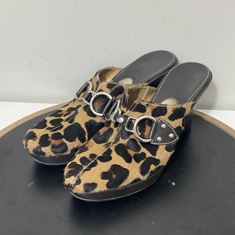 Cole Haan Women's Size 7.5 Slip on Leopard Print Fur Heel Wedge Mules - Image 4 of 4
