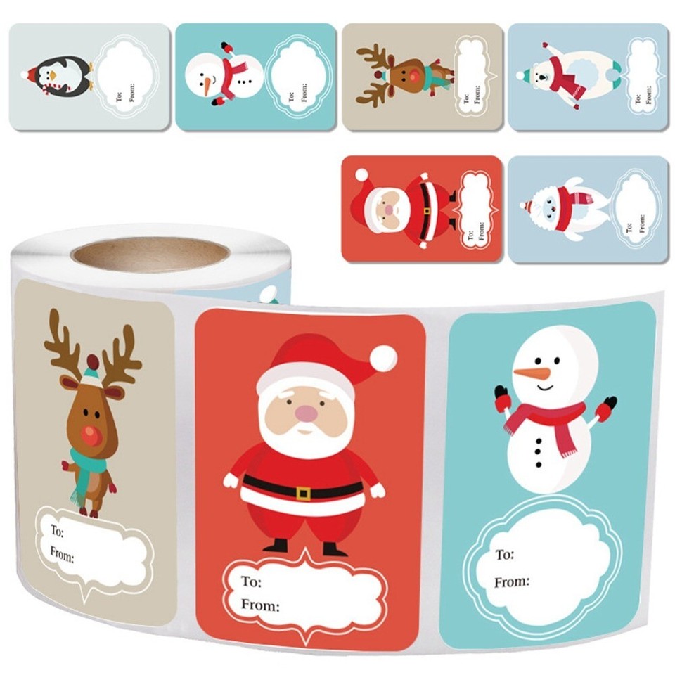 Kraft Color Christmas Stickers Self Adhesive Gift Name Tag Stickers