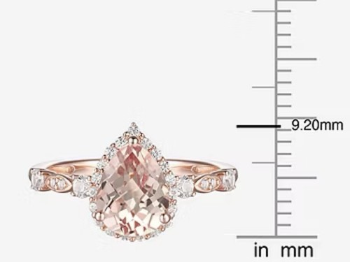 Anello di fidanzamento in oro rosa 14 carati con zaffiro champagne creato in laboratorio misura 7 prezzo al pubblico consigliato $125 - Foto 5 di 6