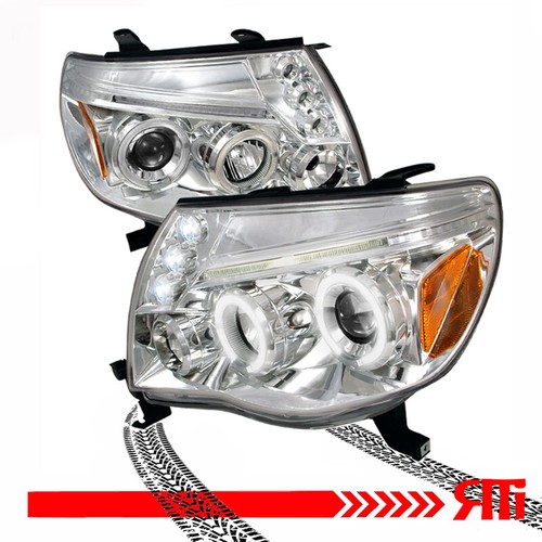 For 05-11 Toyota Tacoma Dual Halo Projector Headlights Chrome Housing TRD Sport