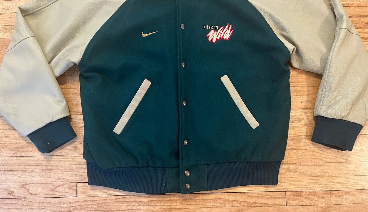 Minnesota Wild Nike Varsity Letterman Jacket Leather & Wool