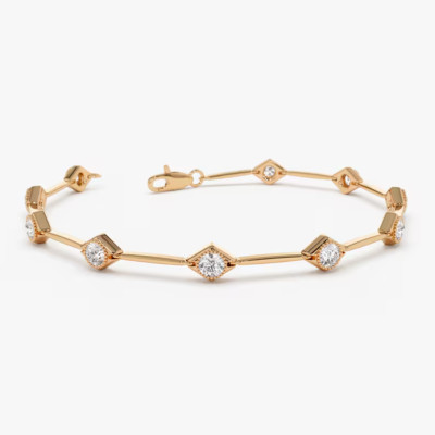 5 Ct Round Cut Simulated Diamond Tennis Link Bracelet 925 Yellow Sterling Silver