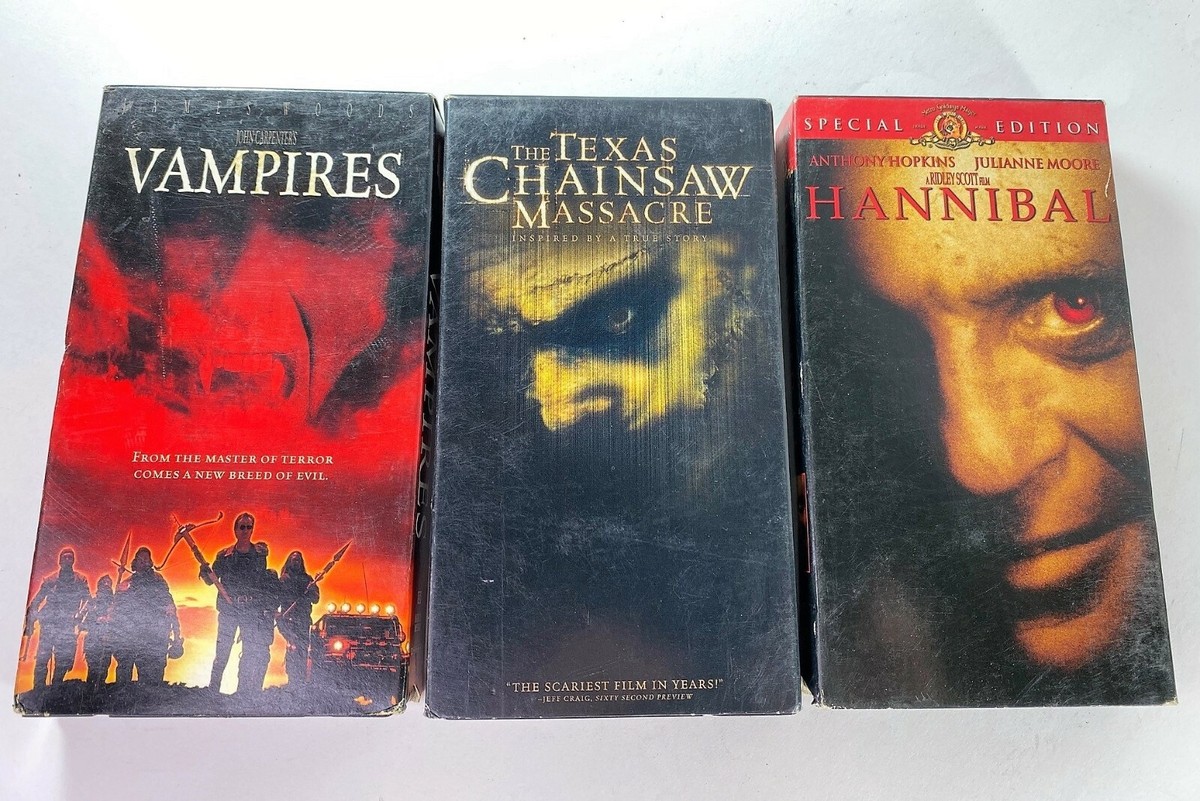 VHS Horror Lot of 3 Movies - Hannibal, Texas Chainsaw