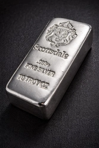 10 oz Scottsdale Mint "Chunky" Poured Silver Bar - .999 Fine Bullion