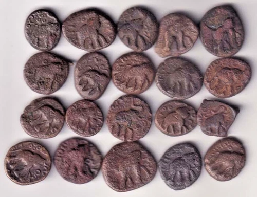 Ancient Satvahana Elephant potin "RARE" 20 Pieces coper coins