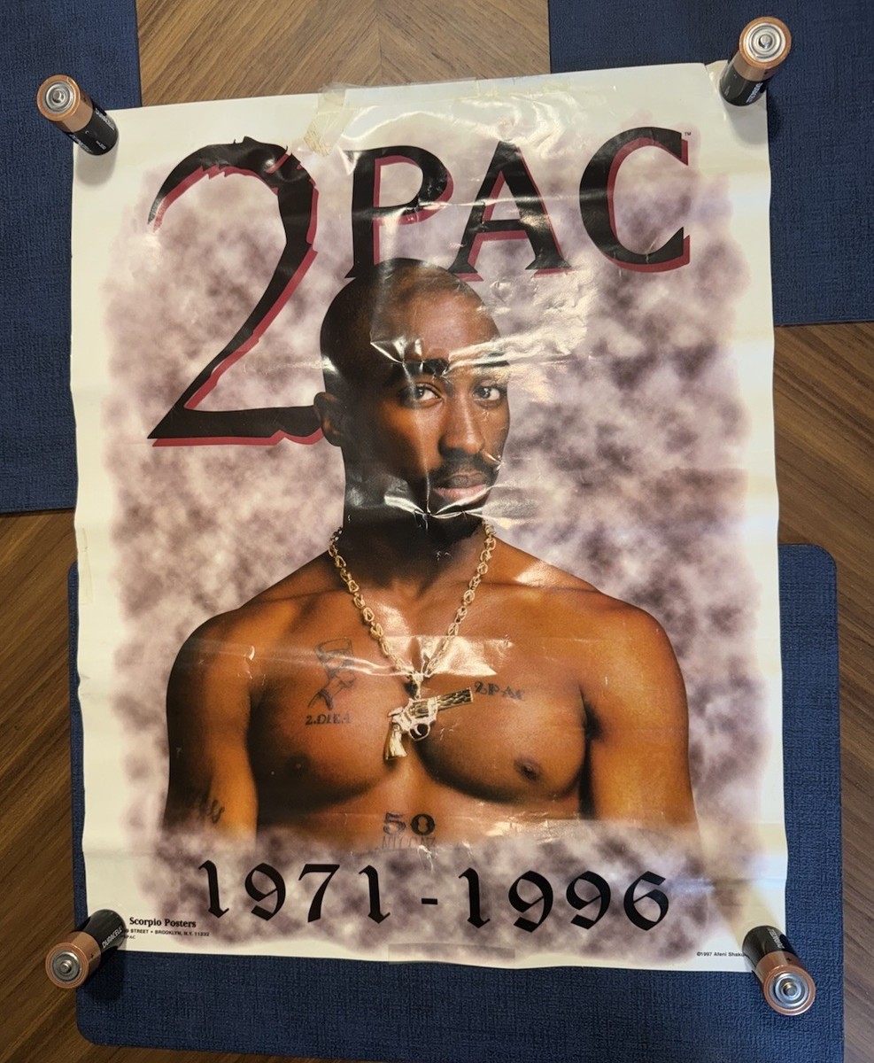 2PAC ポスター 非売品 レーベル純正 Poster 値下げ不可 Vintage 1997 Tupac Shakur 2Pac 1971-1996 Memorial Scorpio Poster