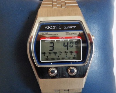 SELTENE 1970er ATRONIC 728 LCD CHRONO QUARZ DIGITAL UHR NOS VINTAGE JAPAN
