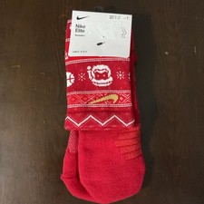 Nike Elite Dri-Fit Christmas Basketball Socks Red Mens 8-12/Womens 10-13