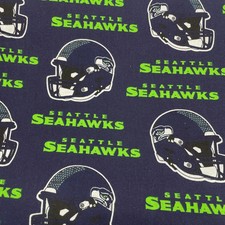 Seattle Seahawks Cotton Fabric Material NFL Football Helmet 1/2 Yard 18" x 57"