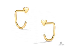 14k Plain Gold Heart Hoops Earrings - Stay Close Design for Elegant Style