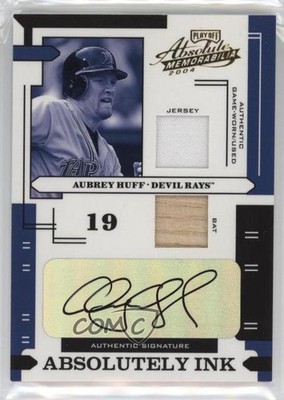 2004 Playoff Absolute Memorabilia Combo Materials 93/100 Aubrey Huff Auto g2u