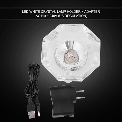 Transparent LED Light White Crystal Glass Display Base Bracket Round - Picture 5 of 10