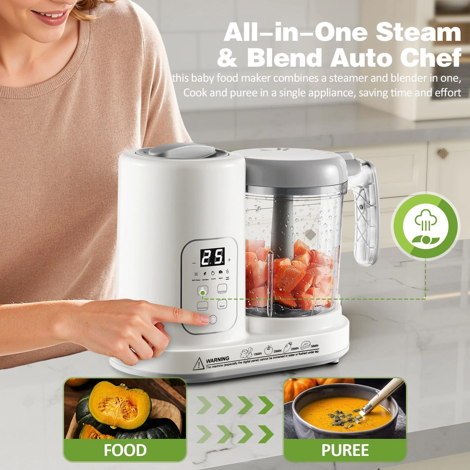 4 in 1 Professional Baby Food Maker Steam Blend One-Touch Quick-Clean Baby-Safe