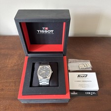 Tissot PRX Blue Sunburst Dial Quartz 40mm Date Steel Bracelet with Box & Papers