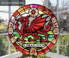 Welsh Dragon Design Sun Catcher Hanging Window Home Plaque Ornament Decor 15cm