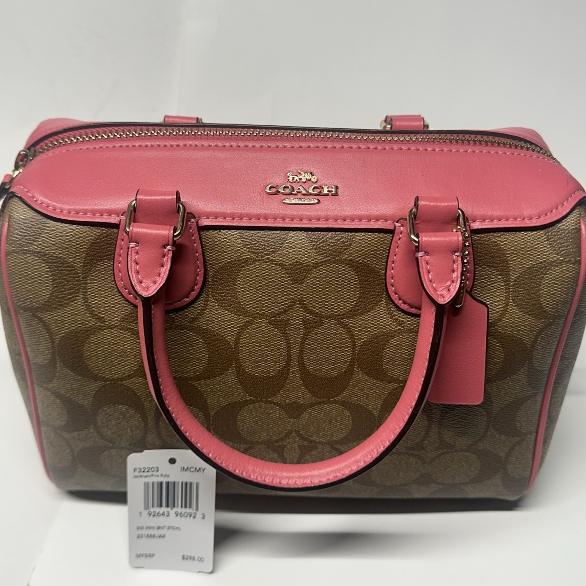 COACH Handbag Signature Brown Mini Bennett Satchel-F32203 Pink