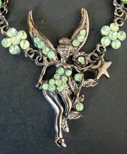 Fairy, Nymph Boho Necklace with Green Stones. Art Nouveau. Celtic Fairy