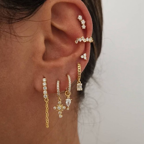 Silver Plated Cubic For Women Bohemian Jewelry Earings Hoop Dangle Earrings - Picture 17 of 32