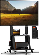 Mobile TV Cart with Power Outlet, Rolling TV Stand on Wheels for 32 to 65 70 75